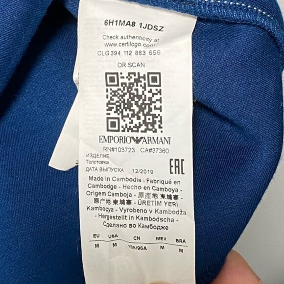 Emporio Armani Blue Logo Jumper Size M — Men’s Lightweight Knit - Picture 9 of 11